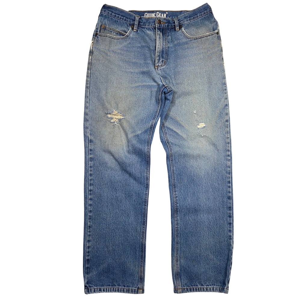 Guide Gear Mens Jeans 36x32‎ Distressed Denim Relaxed Fit Chore Workwear Grunge